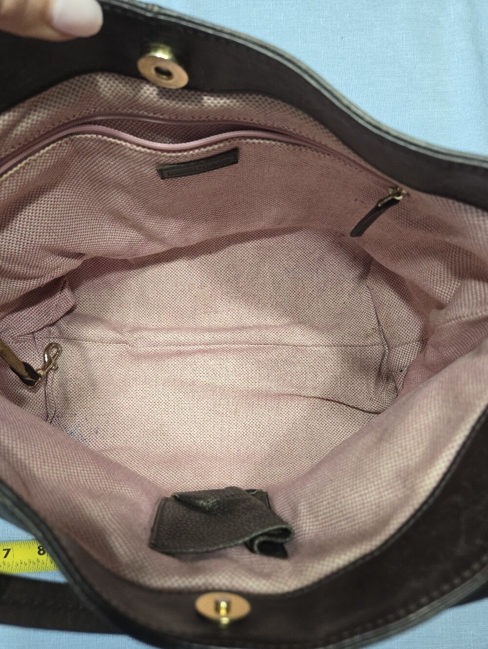 Dooney & Bourke Florentine Leather Hobo Shoulder Bag – Dark Brown Pebbled - Picture 12 of 17